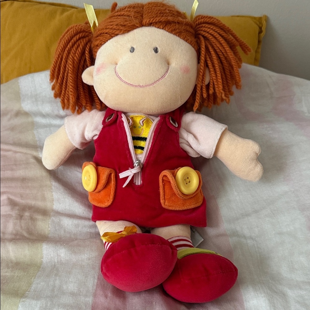 buttons Red and Orange Rag Dress-Up Plush Doll